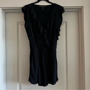 Bcbgmaxazria Black Ruffle Front Romper Size S